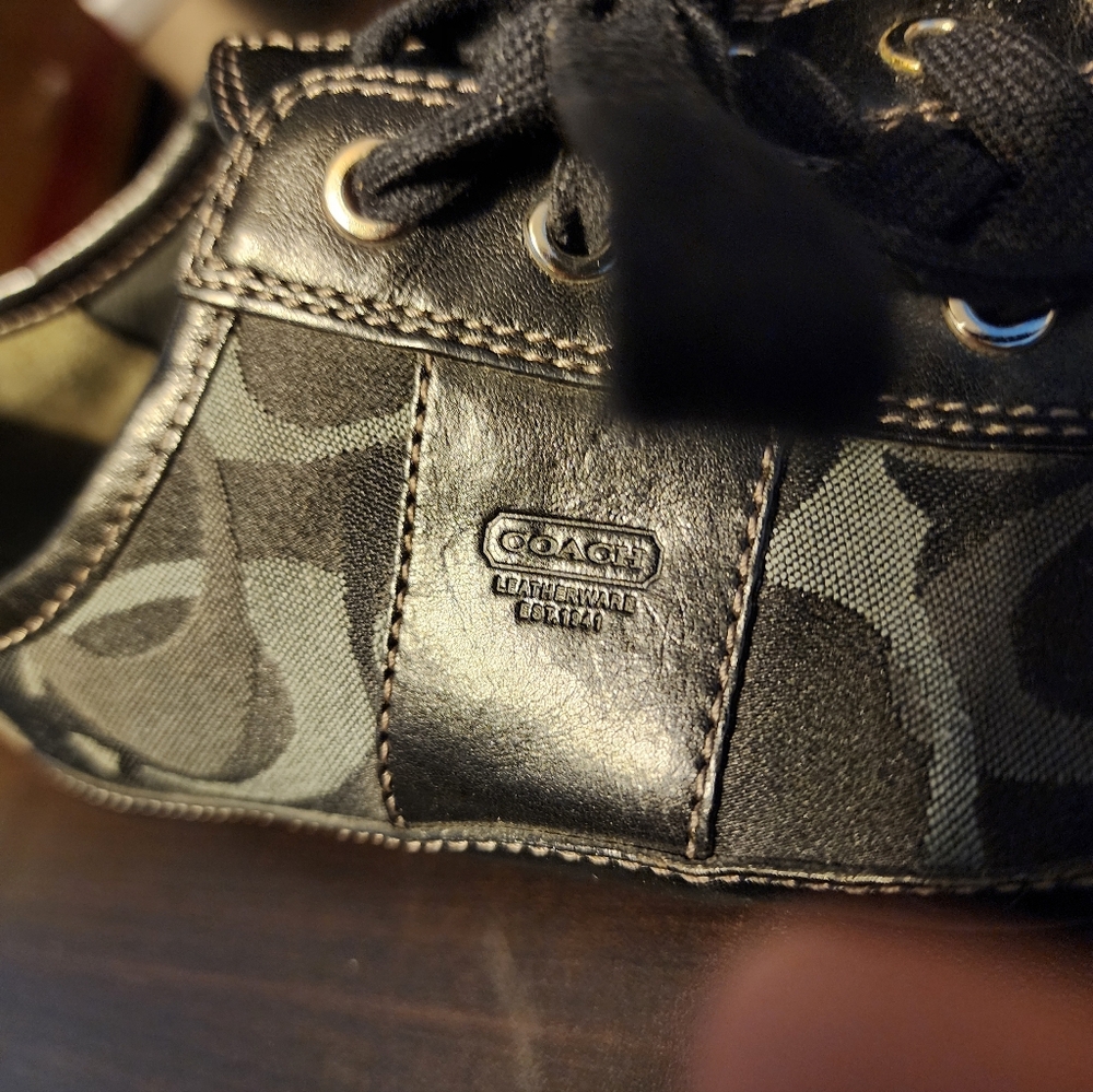 Vintage Coach Kirby sateen signature logo sneakers in black and gray 9M - Picture 4 of 9